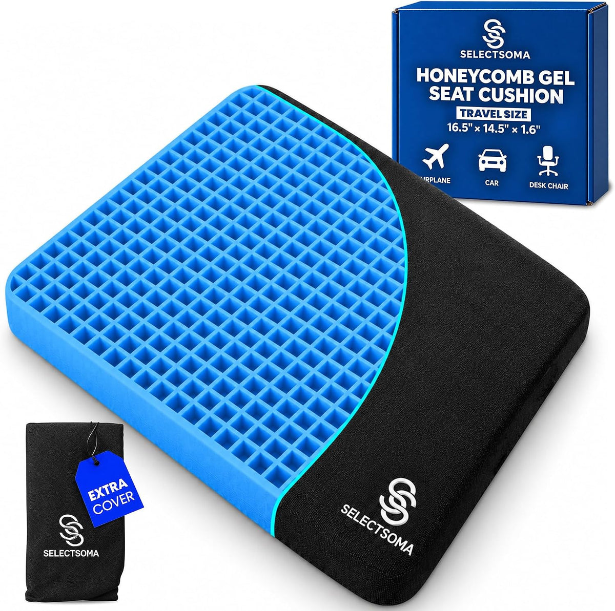 Gel Seat Cushion for Long Sitting, Pressure Relief for Tailbone and Back