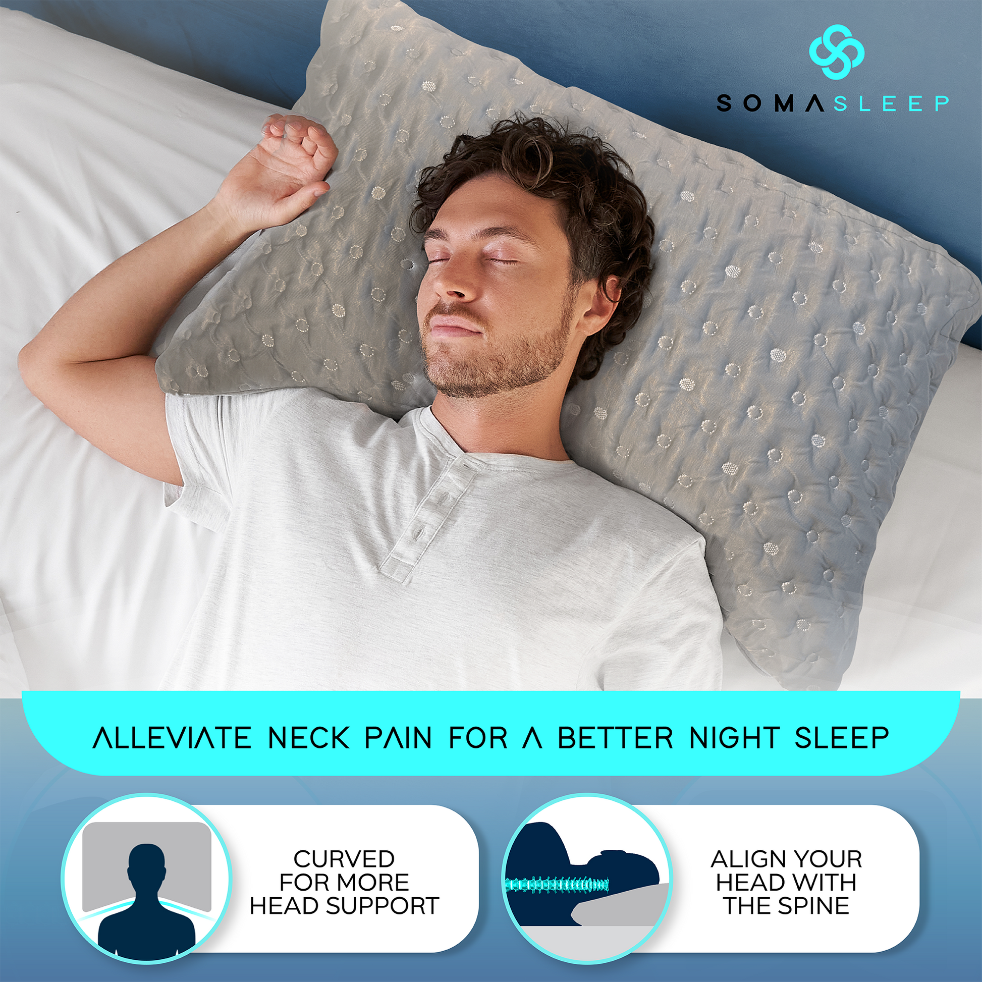 SomaSleep Cooling Pillow for Hot Sleepers by SelectSoma - Curved Side